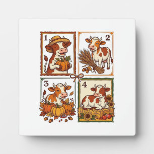 Herbst Kuh Quartett Vintage Patchwork Farmhemd Fotoplatte