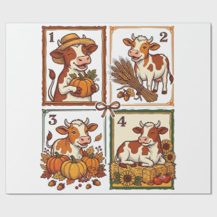 Herbst Kuh Quartett Vintage Patchwork Farmhemd Geschenkpapier