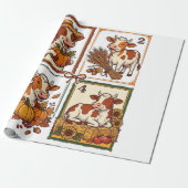 Herbst Kuh Quartett Vintage Patchwork Farmhemd Geschenkpapier (Ungerollt)