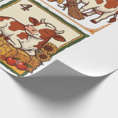 Herbst Kuh Quartett Vintage Patchwork Farmhemd Geschenkpapier (Ecke)