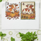 Herbst Kuh Quartett Vintage Patchwork Farmhemd Geschirrtuch (Gefaltet)