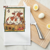 Herbst Kuh Quartett Vintage Patchwork Farmhemd Geschirrtuch (Viertel Falte)