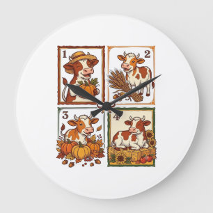Herbst Kuh Quartett Vintage Patchwork Farmhemd Große Wanduhr