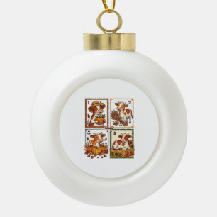 Herbst Kuh Quartett Vintage Patchwork Farmhemd Keramik Kugel-Ornament