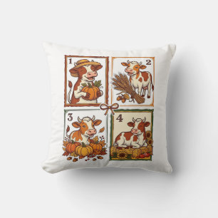 Herbst Kuh Quartett Vintage Patchwork Farmhemd Kissen