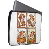 Herbst-Kuh-Quartett Vintage-Patchwork-Farmhemd Laptopschutzhülle (Vorne Rechts)