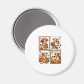 Herbst Kuh Quartett Vintage Patchwork Farmhemd Magnet (Vorderseite/Rückseite)