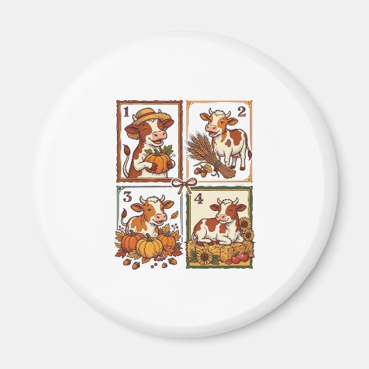 Herbst Kuh Quartett Vintage Patchwork Farmhemd Magnet (Vorne)