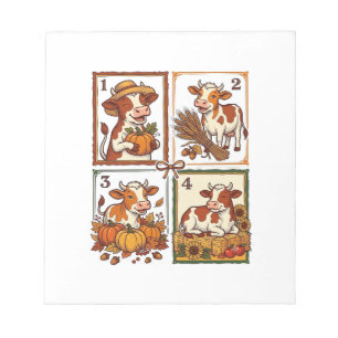 Herbst Kuh Quartett Vintage Patchwork Farmhemd Notizblock