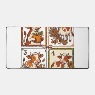 Herbst Kuh Quartett Vintage Patchwork Farmhemd Schreibtischunterlage
