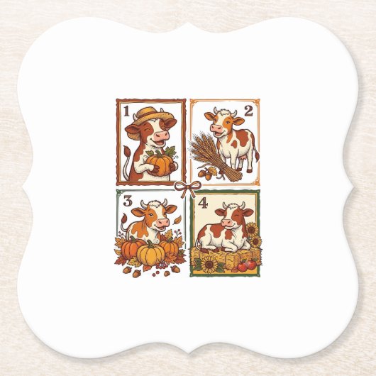 Herbst Kuh Quartett Vintage Patchwork Farmhemd Untersetzer (Vorderseite)