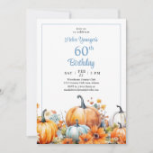 Herbst-Kürbis 60. Geburtstags-Blumen Einladung (Vorderseite)