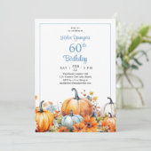 Herbst-Kürbis 60. Geburtstags-Blumen Einladung (Stehend Vorderseite)