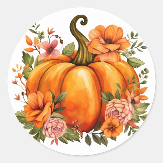 Herbst-Kürbis-Aufkleber Runder Aufkleber (Vorderseite)