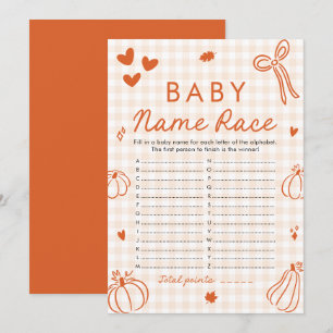 Herbst-Kürbis-Baby-Name-Rennen Baby Shower Spiel Einladung