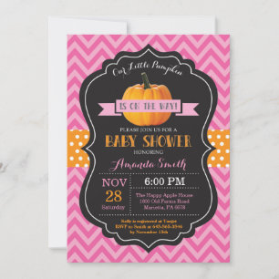 Herbst-Kürbis-Baby-Shower-Einladung Rosa Chevron Einladung