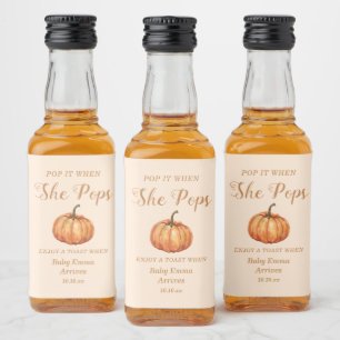 Herbst-Kürbis-Baby-Shower-Pop es, wenn sie platzt Alkoholflaschenetikett