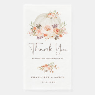 Herbst-Kürbis-Baby-Shower-Roségold-Apricot-Blumenm Serviette