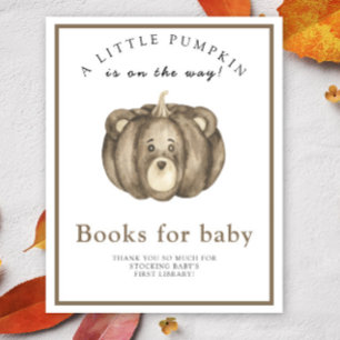 Herbst-Kürbis-Bär-Baby-Shower-Bücher für Baby Poster