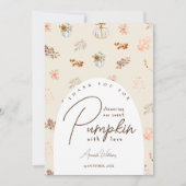 Herbst-Kürbis-Blätter-Blumen-Baby-Party Dankeskarte (Vorderseite)