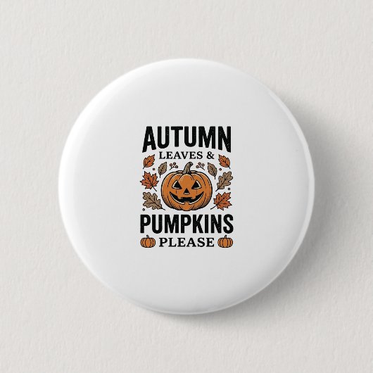 Herbst-Kürbis-Blätter Kürbisse Bitte Vintage_1 Button (Vorderseite)
