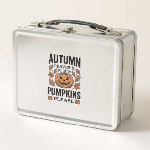 Herbst-Kürbis-Blätter Kürbisse Bitte Vintage_1 Metall Brotdose