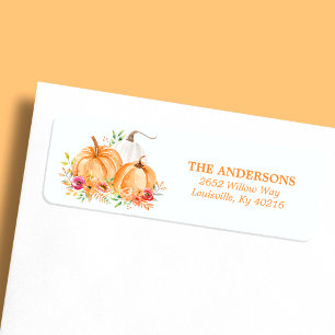 Herbst-Kürbis-Blumen-Aquarell-Rücksendeadresse