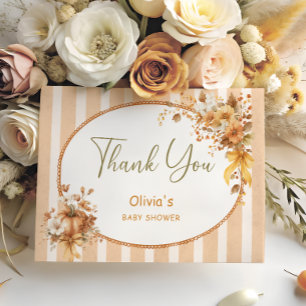 Herbst-Kürbis-Blumen-Baby-Shower-Dankeskarten Dankeskarte