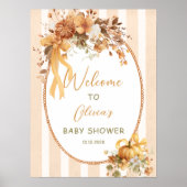 Herbst-Kürbis-Blumen-Baby-Shower-Willkommen Poster (Vorne)