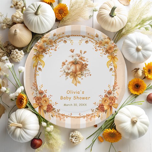 Herbst-Kürbis-Blumen-Bogen-Baby-Party Pappteller