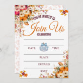 Herbst-Kürbis-Blumen-Einladung Einladung (Vorne/Hinten)
