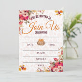 Herbst-Kürbis-Blumen-Einladung Einladung (Stehend Vorderseite)