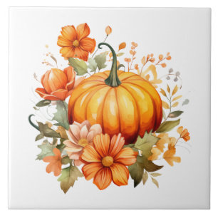Herbst-Kürbis-Blumen-Keramikfliese Fliese