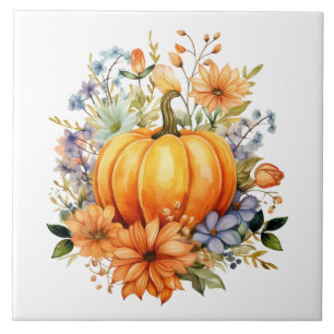 Herbst-Kürbis-Blumen-Keramikfliese Fliese