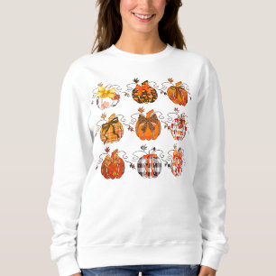 Herbst-Kürbis-Coquette-Schleifen-Doodle-Umriss Sweatshirt