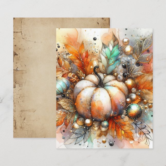 Herbst Kürbis Ernte Scrapbook Papier (Vorne/Hinten)