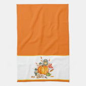 Herbst-Kürbis-Eule und Frosch Geschirrtuch (Vertikal)