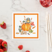 Herbst-Kürbis-Eule und Frosch Serviette (Beispiel)