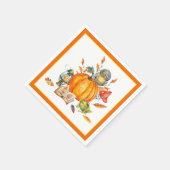 Herbst-Kürbis-Eule und Frosch Serviette (Ecke)