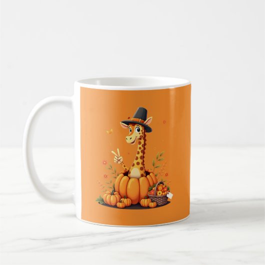 Herbst Kürbis Fall Giraffe Erntedankfest Damen Mic Kaffeetasse (Links)