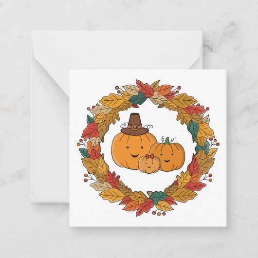 Herbst-Kürbis-Familienkranz Mitteilungskarte (Vorderseite)
