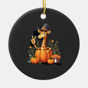 Herbst-Kürbis-Herbst-Giraffe-Dankfest-Damen-Me Keramik Ornament