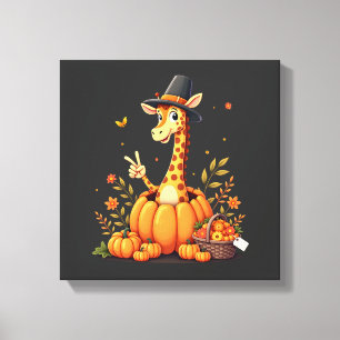 Herbst-Kürbis-Herbst-Giraffe-Thanksgiving-Frauen Leinwanddruck