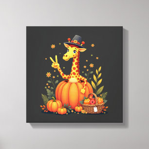 Herbst-Kürbis-Herbst-Giraffe-Thanksgiving-Frauen Leinwanddruck
