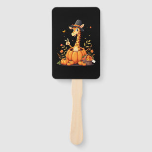 Herbst-Kürbis-Herbst-Giraffe-Thanksgiving-Frauen-M Fächer