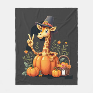 Herbst-Kürbis-Herbst-Giraffe-Thanksgiving-Frauen-M Fleecedecke