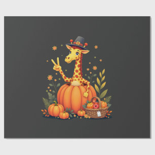 Herbst-Kürbis-Herbst-Giraffe-Thanksgiving-Frauen-M Geschenkpapier