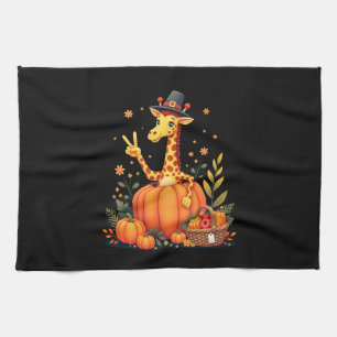 Herbst-Kürbis-Herbst-Giraffe-Thanksgiving-Frauen-M Geschirrtuch