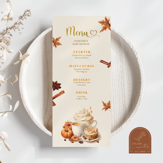 Herbst-Kürbis-Kaffee-Brühen Flachmenü Menükarte