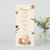 Herbst-Kürbis-Kaffee-Brühen Flachmenü Menükarte (Stehend Vorderseite)